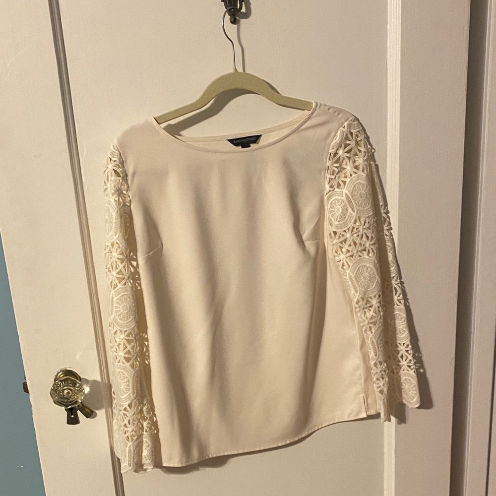 Banana Republic Cream Lace Sleeve Blouse